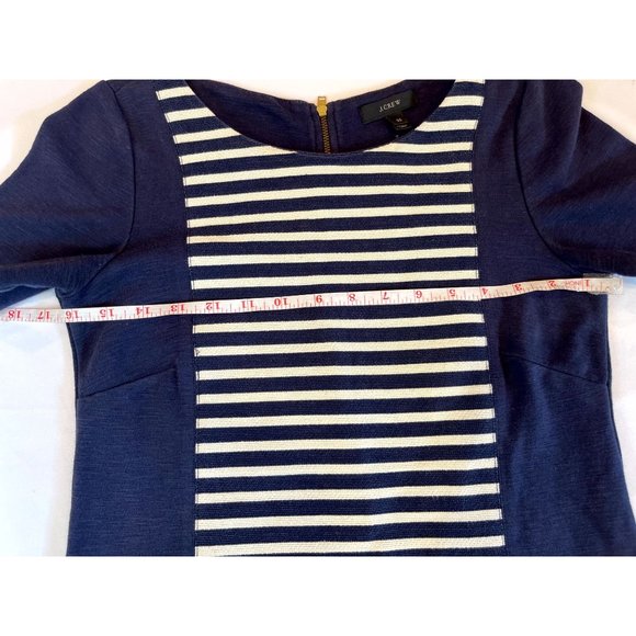 J. Crew Womens Stripe Knit Shift Dress Short Sleeve Back Zip Blue White Size 00 - Picture 9 of 14